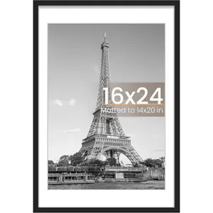 16x24 Black Wall Hanging Photo Frame - 1 Pack, Displays 14x20 Photos with Mat or 16x24 Artwork Without, Essential for Room Decorations and Home Decoration