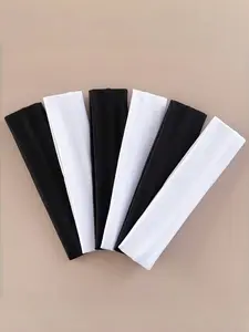 6pcs unisex black and white sports, stylish and simple appearance design, high elasticity sweat absorption, breathability and hair fixation function, suitable for various sports scenes such as gym, outdoor, etc Sweat Wicking Headband