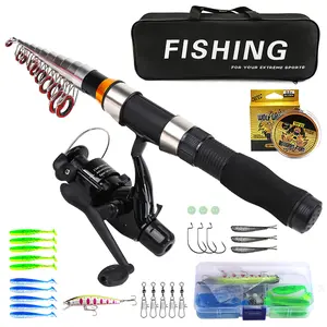 Complete Baitcasting Fishing Set, Lightweight Rod Reel Line Lure Bag, Ideal for Beginners Gift, Full Kit for Outdoors, Fishing Gear Set, Spinning Fishing Reel, Fishing Tackle Kit
