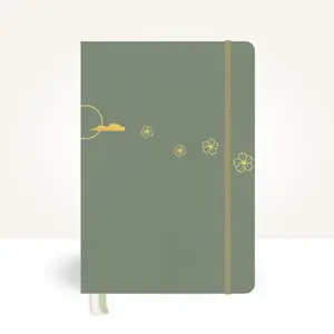 Matcha Green Cover - A5 Planner Cover with Pockets - vegan leather, sakura, cherry blossoms, minimalist