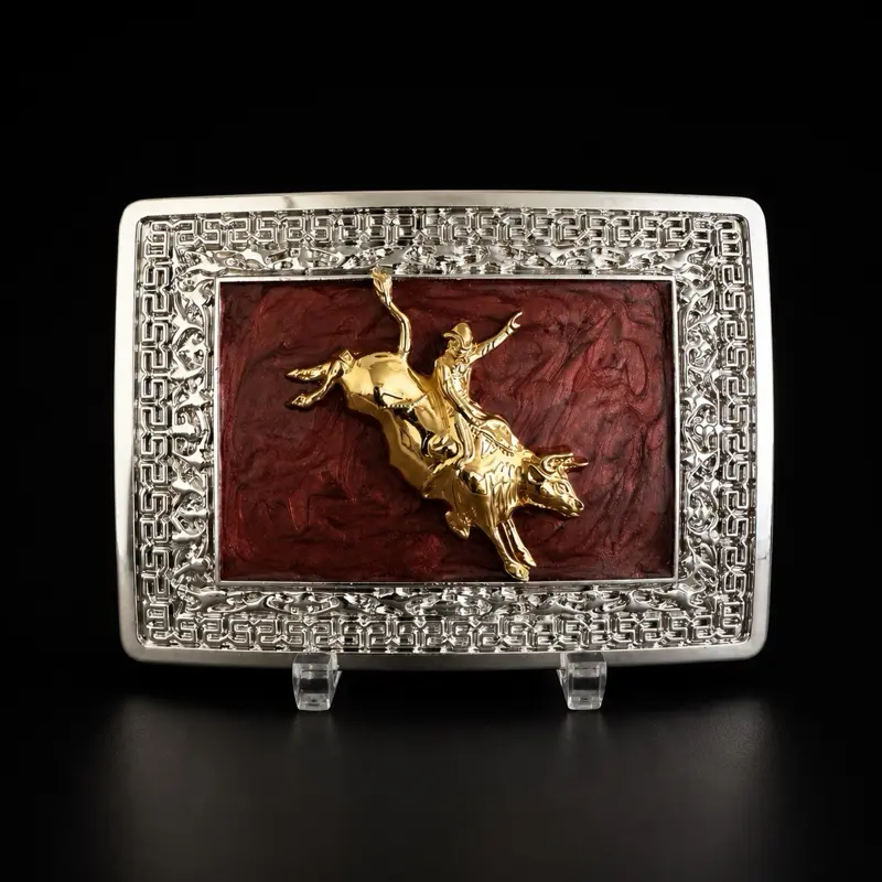 Men's Belt Buckle, Fashion Clothes Accessory for Bull Riding Enthusiasts, 4.5 " x 3.25",  Hebilla de toro