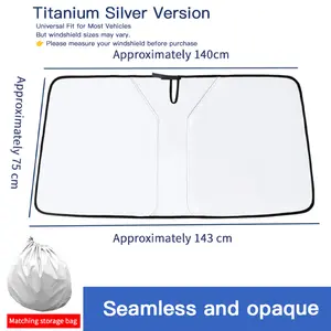 SUPEREVER Car Sunshade Titanium Silver Version 2025 Enhanced Sun Protection Heat Insulation Front Windshield Sun Visor Cooling UV Protection Universal Fit for 90% of Vehicles Block Sunlight to Prevent Sunburn