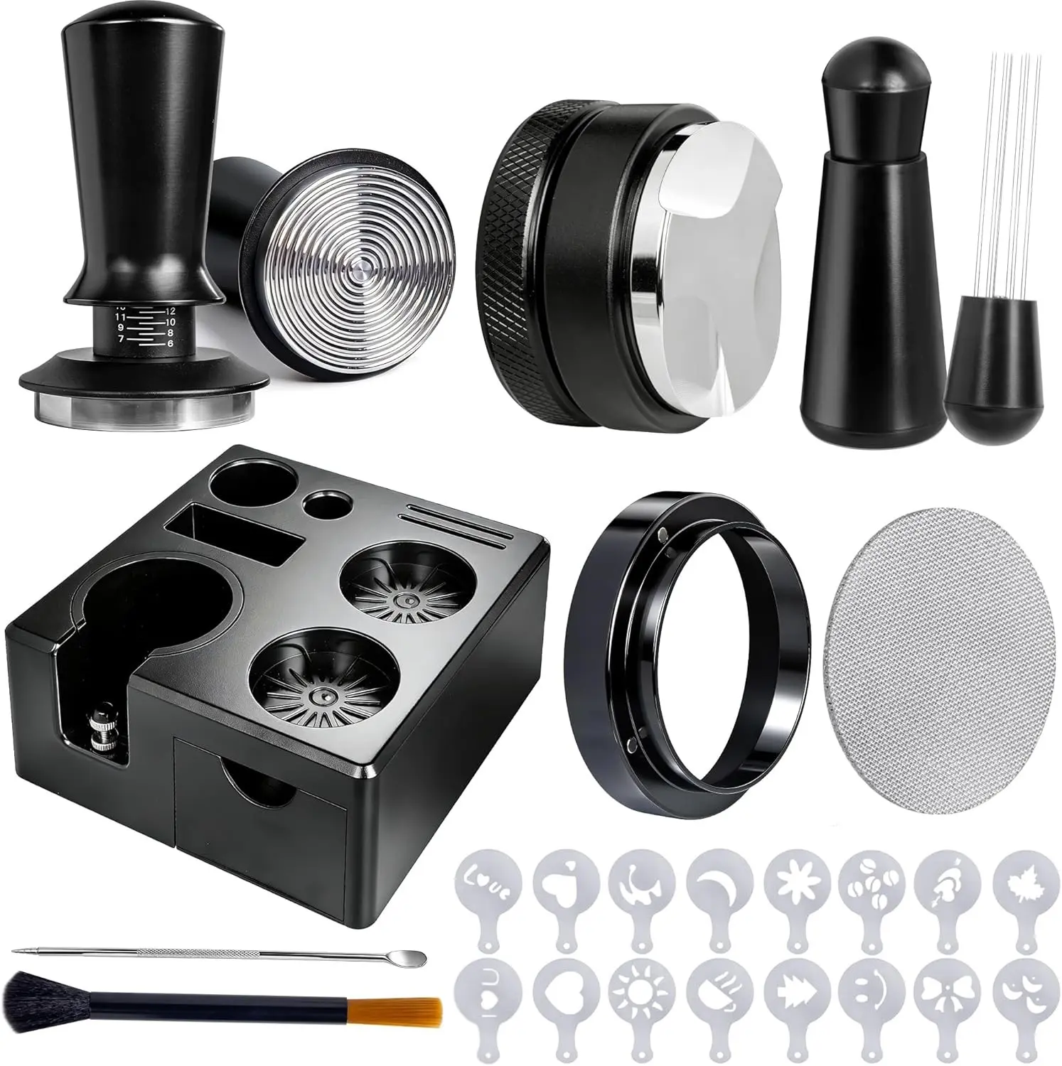 9 PCS 51mm Espresso Accessories Kit with Tamper Station, Tamper, WDT Tool, Distributor, Coffee Tamper Set, Espresso Tool Kit for 51mm Portafilter