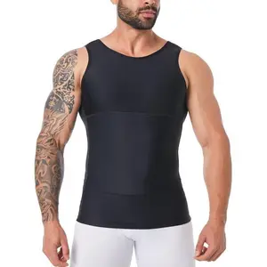 Men's Plain Compression Tank Top, High Stretch Seamless Shapewear Top, Tummy Control Shaper for Men, Running Vest, Casual Comfy Men's Shapewear for All Seasons, Men's Compression Shapewear, Activewear,  Men's Underwear