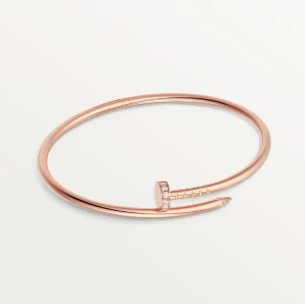 Pre-owned Cartier JUSTE UN CLOU Small Model Rose Gold Bracelet with Head and Tail Dias, Full Set