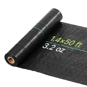 summervibes VEVOR Weed Barrier Fabric Heavy Duty, 1.4x50FT 3.2oz Landscape Fabric, Woven Weed Blocker Fabrics, Garden Fabrics Weeds Barrier, Weeds Control Ground Cover, Geotextile Webbing, Gardening Mat, Black