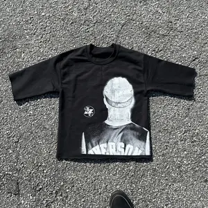 BLACKBUTTERFLY Iverson BLACK Custom Cropped Vintage Sweatshirt Crewneck Cotton Shirt Menswear