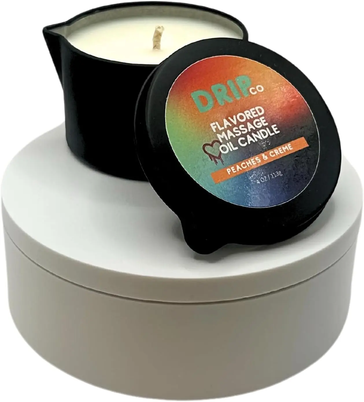 Drip Co Peaches & Cream Massage Candle with Shea Butter & Coconut Oil for Aromatherapy Relaxation, Romantic Anniversary Gift for Couples, Candles, Couple Gifts For Adults, Valentine's Day, Oil Candle