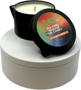 Drip Co Massage Candle Peaches & Cream Massage Oils for Couples Date Night Body Candle Made in USA Premium Aromatherapy Blend Hand-Poured in the USA Romantic Gift