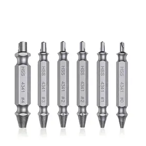SummerVibes Stripped Broken Screw Remover,6 Counts Set Easy Out Bolt Extractor, Damaged Screw Extractor Set,Double Head Extraction Design Extractor Head,Household Repair Tools, Power Tool Accessories, Screwdriver Bit Clip.
