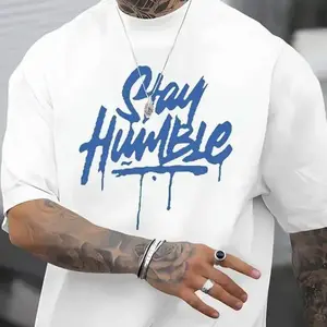 Blue Dripping Letter Graphic, Casual Short Sleeve Round Neck Summer Top, Machine Washable Relaxed Fit Tee for Men & Teens funk  volume  shirt Cotton Menswear apparel Soft T-Shirt