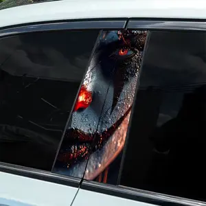 2 pieces blood smirk clown theme car sticker, Car decals, durable glossy vinyl material, easy to paste B-pillar sticker, suitable for cars, trucks, SUVs, decorative accessories, improve aesthetics, art stickers, weatherproof