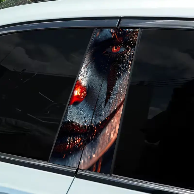 2 pieces blood smirk clown theme car sticker, Car decals, durable glossy vinyl material, easy to paste B-pillar sticker, suitable for cars, decorative accessories, art stickers, weatherproof, Decals For Vehicles, Car vehicle decoration, Car Decorations