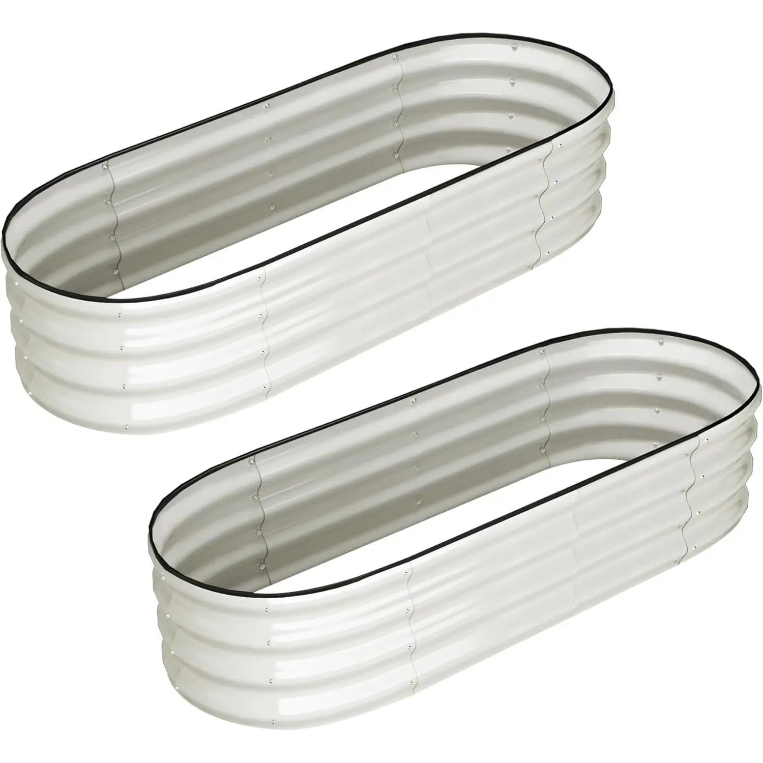 4.5x2x1 FT Oval Raised Garden Bed, 2 Pcs Galvanized Raised Beds for Outdoor, Planter Raised Boxes with Open-Ended Base,Large Metal Raised Planter Beds for Vegetables,Flowers,Tool-Free Assembly,White Modern Hydroponic Growing System