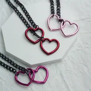 Adjustable Chain for Women & Men Adjustable Punk Necklace Daily Slip Chain with Heart O-ring Punk Style Handmade Fashion Accessory Trendy Jewelry