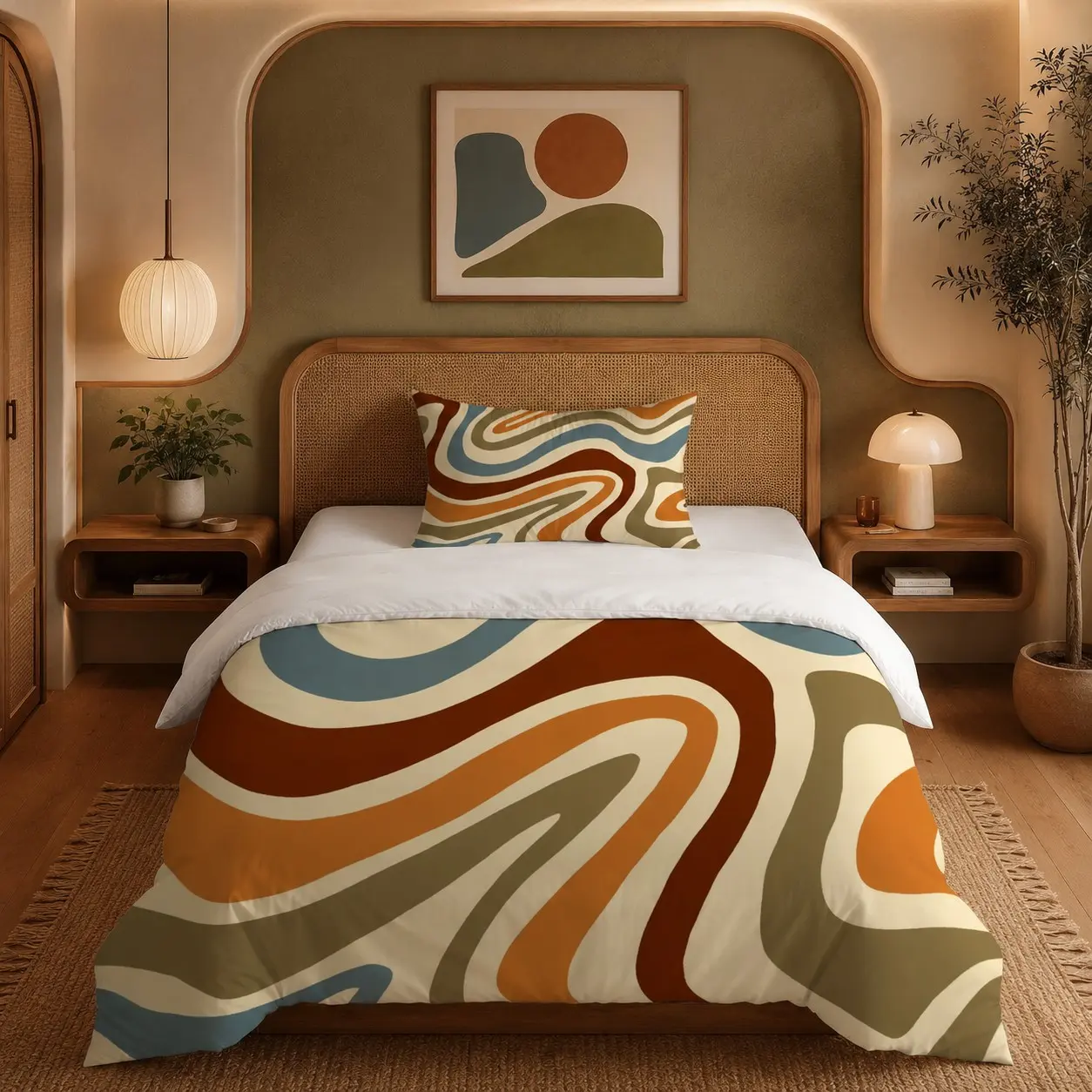 2/3PCS Decorative Duvet Cover Set Retro Abstract Wave Style Soft Bedding Set, No Inserts Included, 1 Duvet Cover + 1/2 Pillowcases, Bedroom Decor Gift for Mother's Day, Housewarming, Birthday, Couples & Friends