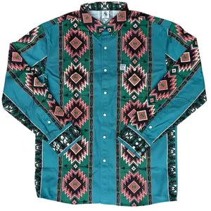 WoahBros Turquoise FR Menswear Top - 100% Cotton Double Stitched Splatter Resistant Shirt with Pearl Snap Buttons & NFPA 2112/CAT2 Compliance