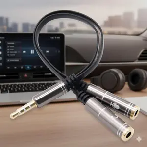 3.5mm Audio Splitter 1 Male to 2 Female AUX Cable Y Adapter for Computer Laptop Phone Tablet Mic and Headphone Sharing Music High-Speed Transmission Stereo