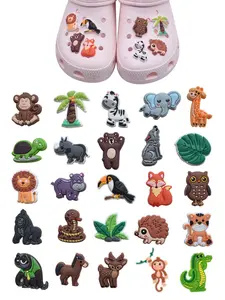 Kids' Cartoon Animal Cute Shoe Charms Set, Shoe Accessories, Shoe Decoration Charms, Owl Monkey Sloth Turtle Fox Crocodile Zebra Parrot Elephant Hedgehog Giraffe Designs, Cute Shoe Decorations