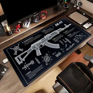1pcs Large Size Gaming Mouse Mad, The Ak - 47 Rifle Is Shown in This Patent Diagram, an Ideal Gift for Christmas and Halloween. As a Gaming Desk Accessory and Modern Desktop Decor, This Smooth-surface Pad Serves as Both a Mouse Pad and Desk Mat
