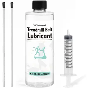 300ml 100% Silicone Treadmill Lubricant for Belt with 7.8" Reach Tube & 10ml Syringe, Walking Pad Oil Reduces Friction Noise Fits All Treadmill Brands