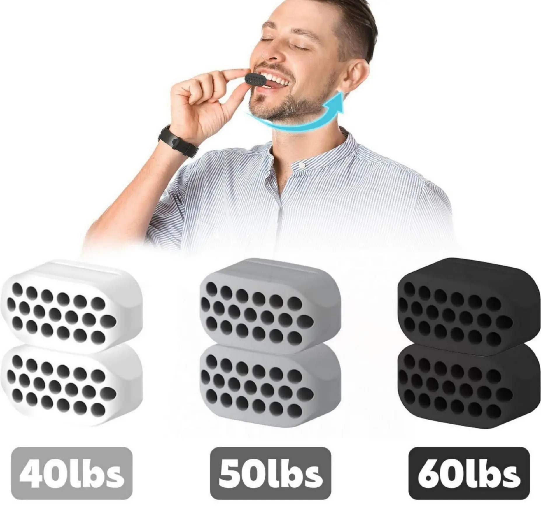 Silicone Jaw Exerciser for Men & Women, 3 Resistance Levels, 6Pack Silicone Jawline Exerciser, Jaw Trainer Strengthener, Jawline Shaper, Christmas Gifts