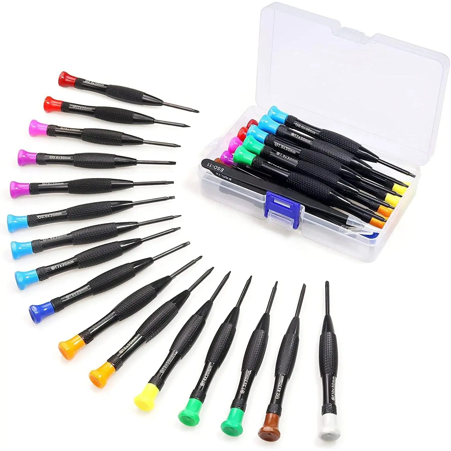 Torx  Set 18 count Mini  Set  Small Torx Phillips Flathead Screwdrivers with T2 T3 T4 T5 T6 T7 T8 T9 T10 Screwdrivers Tweezers for   PS4 Laptop Phone Watch