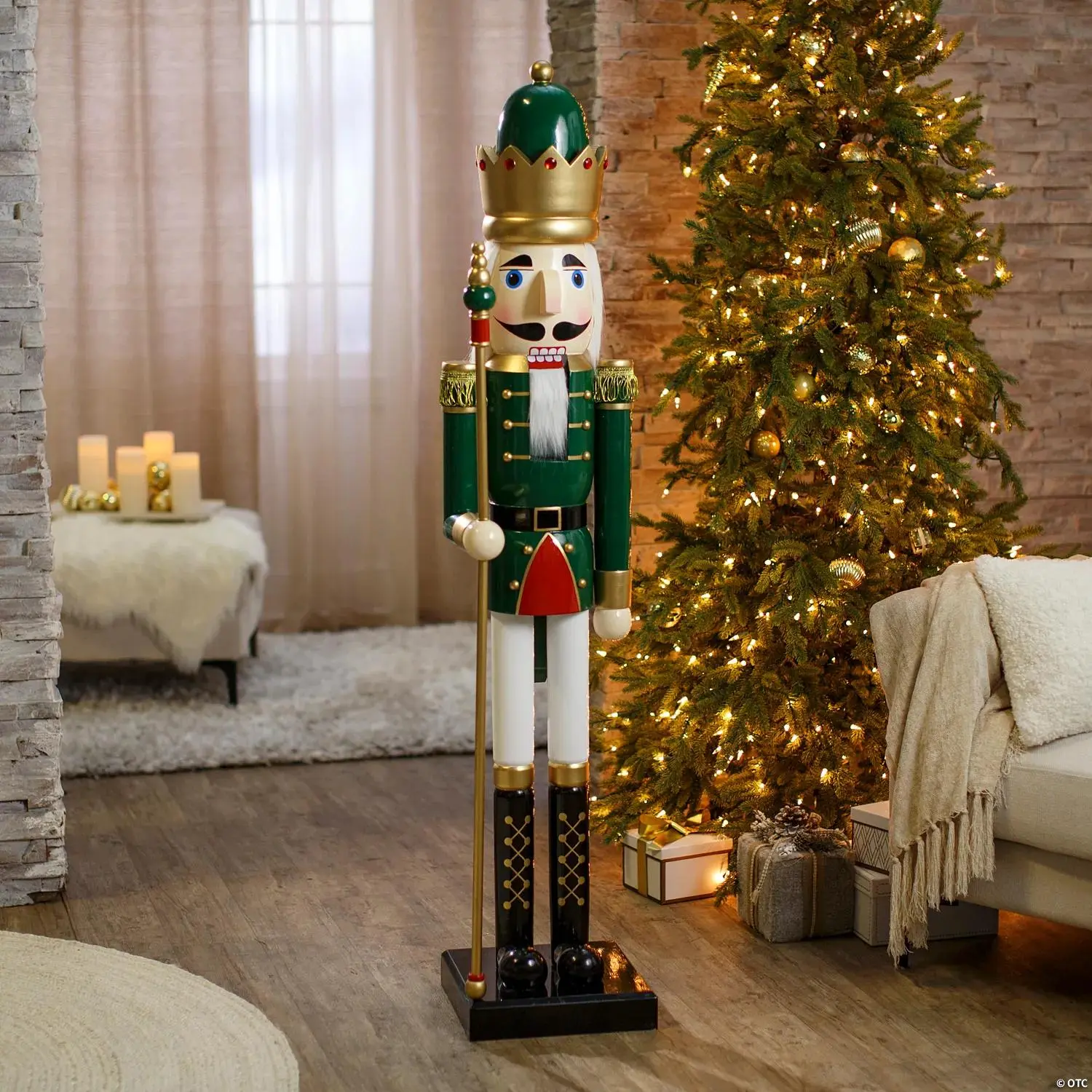 5 Ft. Giant Classic Green Wood Holiday Nutcracker with Scepter