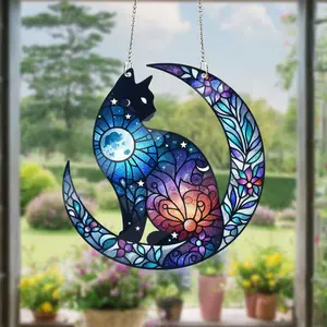 Cat And Moon Acrylic Window Hanging, Cat Decoration, Cat lovers gift, Gift For Cat lover’s, Cat lovers, Home Decor