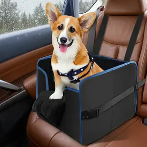 Small Dog Car Seat Booster Pet Travel Safety Seat with Adjustable Straps & Removable Leash Stable Comfortable for Dogs up to 35 lbs