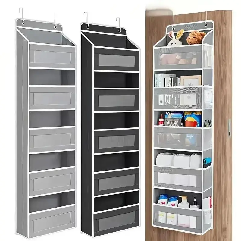 [2026 Upgraded] 5-Tier Door Storage Box, Hanging Door Storage Box with 5 Large Capacity Pockets | Anti-tilt 44 Pound Load Back Of Door Storage Box for Bedroom, Bathroom, Pantry, Youngsters's Room Storage And Collection Use