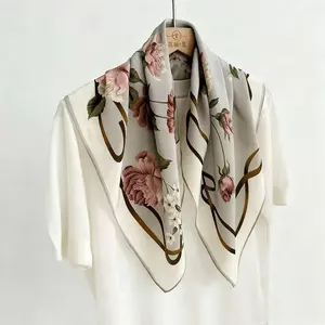 65cm Color Block Zebra Print Scarf Women's Autumn and Winter 100% Mulberry Silk Scarf Warm Sun Protection Headscarf Neck Shawl