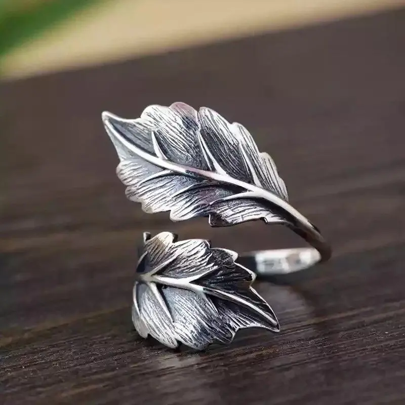 Bohemian Copper Ring with Leaf Motif for Women, Vintage-Style Wide Adjustable Band - Boho Style Rings Finger Jewelry, Women's, Female, Open, Female Ring