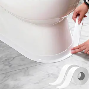 Caulk Tape Waterproof Adhesive, 2 Rolls Toilet Kitchen Caulk Sealing Strip, Bathtub Caulking Sealant Tape for Bathroom, Countertop, Sink, Floor Wall Edge Protector(1.5" x 10.5Ft)