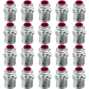 3/ 8inch Snap-On MC Connectors (20 Pack) - Zinc Metal Covered Cable Connectors for Steel and Aluminum MC/AC Cables, Compatible with 1/ 2inch Perforated Conduit Accessories