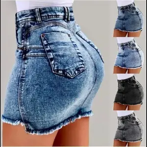 2026 New Tight Denim Shorts European and American StyleSlim Fit jean shorts pockets Tops Summer Fashion Womenswear(Sheet)