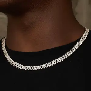 GLD 8.5MM Diamond Prong Cuban Necklace | 14k White Gold Plated, 16-22" Lengths, CZ Stones, Iced Out Prong Links, Guaranteed for Life