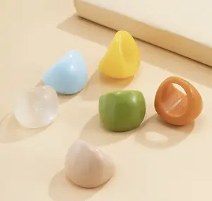 Acrylic Round Shaped Candy Colored Ring