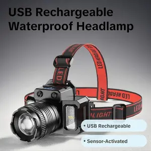 LED Headlamp, USB Rechargeable WaterproofHeadlamp for Exploration, Outdoor campingSupplies Fishing Light Hands-free Headlight