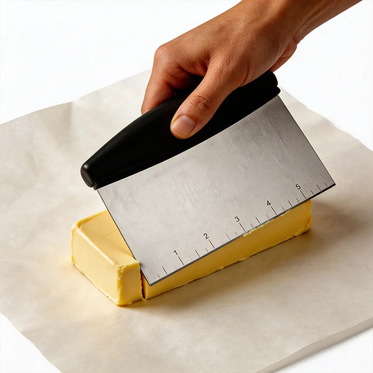 Plastic Bread Scraper Dough Cutter with Measuring Scale Multipurpose Bench Scraper Kitchen Tool Pastry Scraper for Cake Baking Food Pizza Stainless Steel Dough Scraper and Chopper Bench Knife (Black)