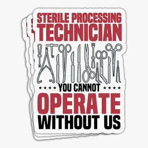 Sterile Processing Tech Sticker – Funny Medical Job Vinyl Decal for Helmet, Vehicles, Gifts, Decorations U6Q
