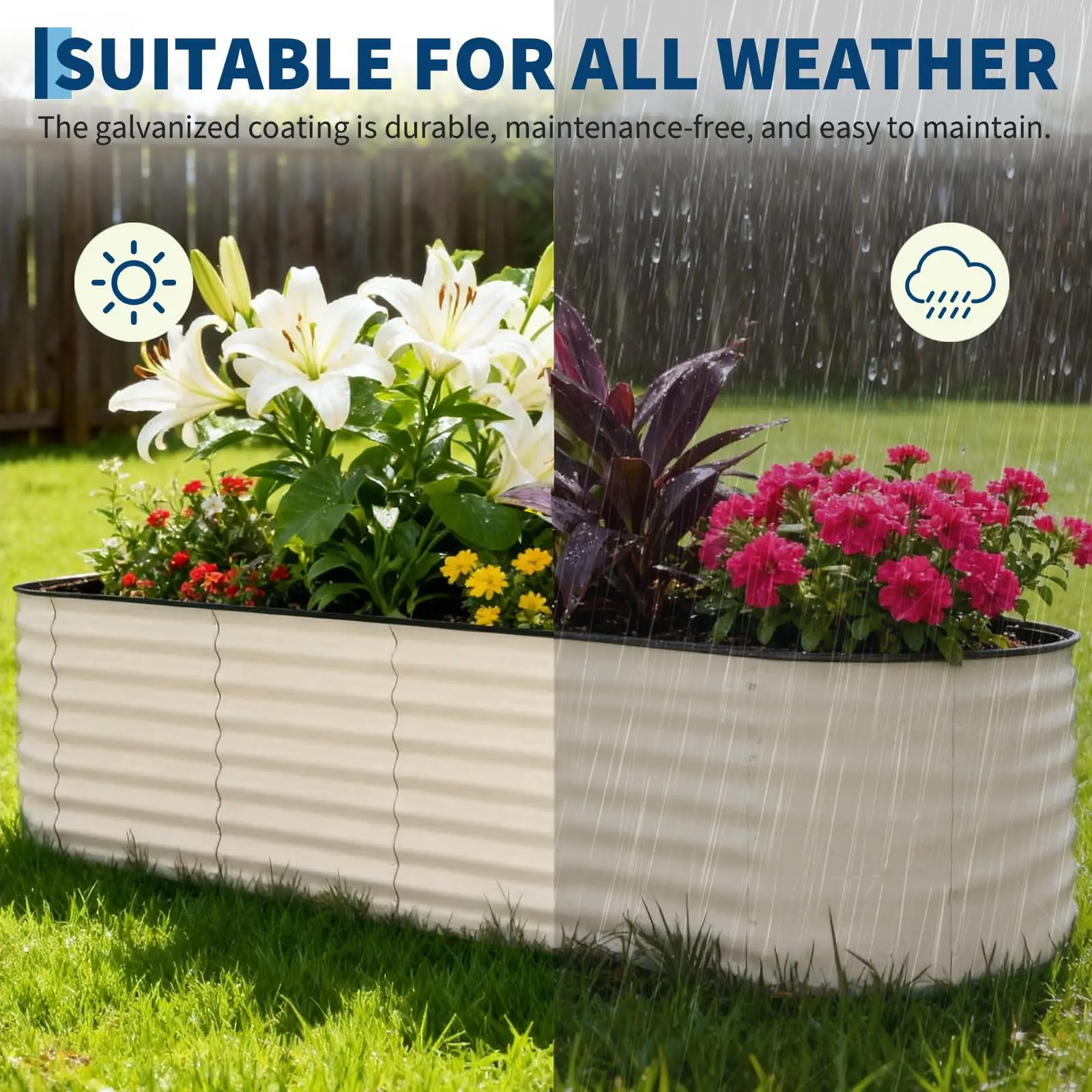 Garvee 2-Pack Galvanized Metal Raised Garden Beds – Extra Large Planter Boxes, Rust-Resistant, Durable, Easy Assembly – For Outdoor Vegetables, Flowers & Herbs – Beige/Green, Multi-Size