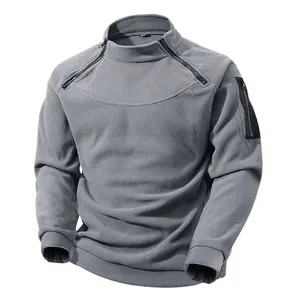 Men's Outdoor Tactical Fleece Jacket Warm Zippers Pullover Windproof Thermal Hiking Sweatshirt for Adventurous Guys