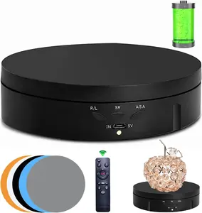 Motorized Rotating Display Stand 5.74inch 22lbs Load 360 Degree Electronic Turntable with Colorful Backgrounds Black Remote Control for Photography Jewelry