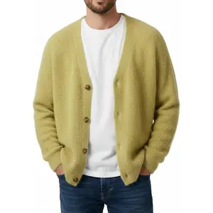 Men's Cardigan Sweater Open-Front Knit Jacket Lightweight Spring Fall Winter Layer Casual Work Office Streetwear V Neck Long Sleeve Fitted