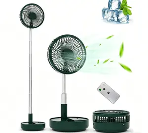 Portable Cordless Oscillating Fan with Remote, Foldable Telescopic Height Adjustable Fan, 7200mAh USB Rechargeable Battery Operated Camping Fan for Outdoor Travel Home Bedroom
