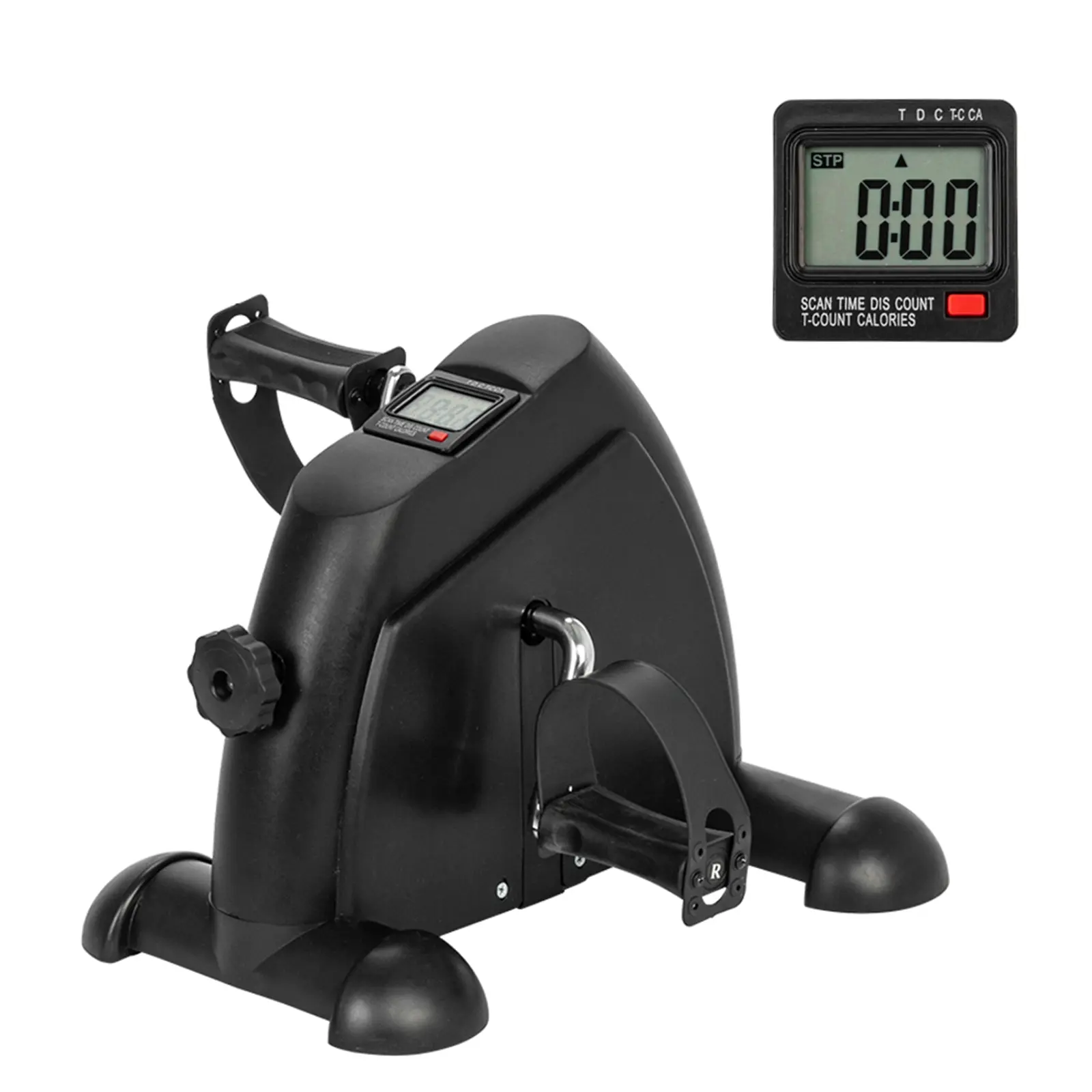 Under Desk Mini Exercise Bike with LCD Display - Portable Hand-Ft Pedal Trainer for Home Office, Compact Leg-Arm Rehabilitation Exerciser, Black design proof leak, Cardio, 7.28Lbs