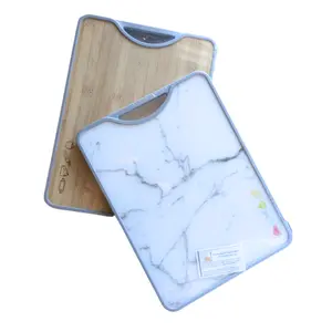 Dual Sided Kitchen Cutting Board - Wooden & Marble Design for Versatile Use in Your Kitchen Kitchenware Vegetable