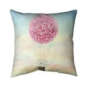 Begin Home Decor 5541-1616-MI114 16 x 16 in. Hot Air Balloon Hydrangea Floral Blue Pillow - Home Decor