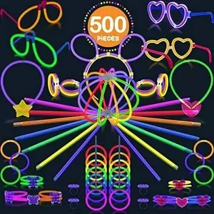 Glow Sticks Bulk 500 Pack - 200 Glowsticks And 300 Accessories - 8 Inch Ultra Bright Glow Sticks Party Pack Mixed Colors - Play22USA